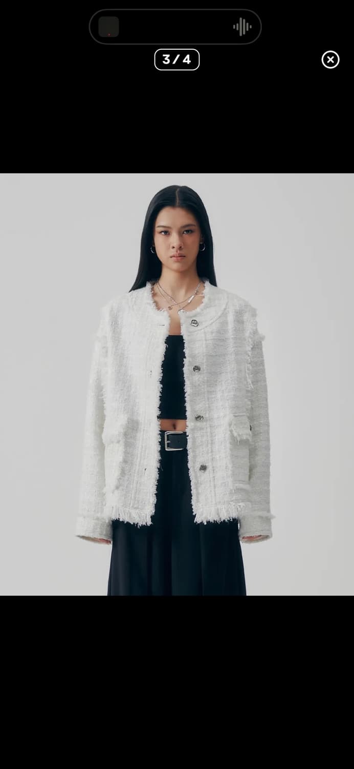 트리밍버드 frayed trim tweed over fit jacket  상품이미지2