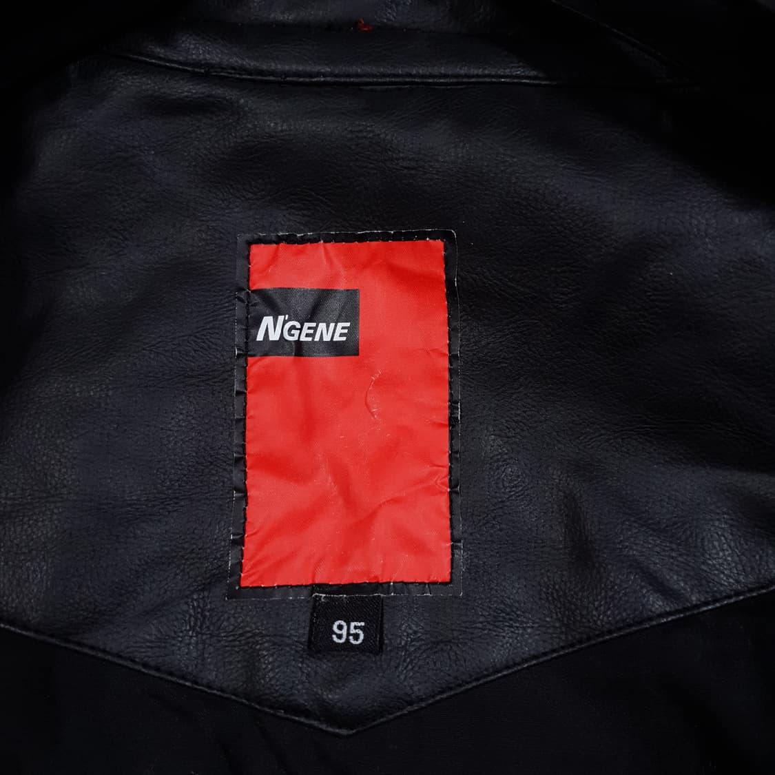 M (95) N'GENE 엔진 지퍼 포켓 패치 가죽 레더 레이싱 자켓 상품이미지6