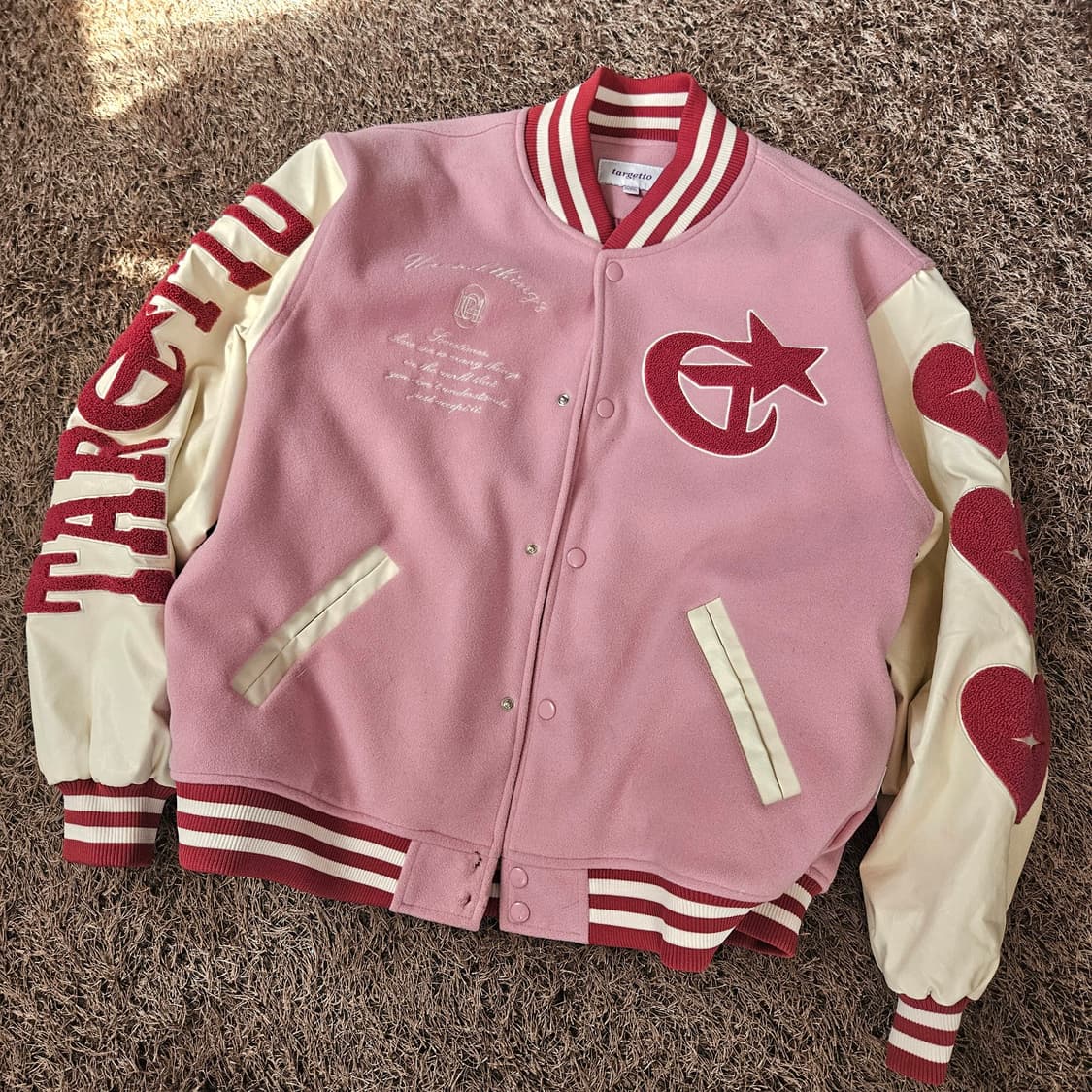 Targetto Triple Heart Pink 바시티 자켓 상품이미지4