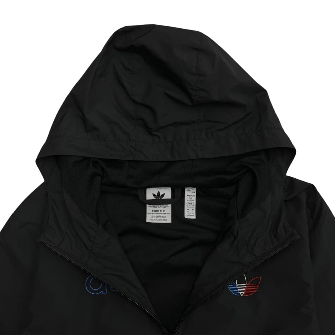 아디다스 컬러로고 블랙 후드 바람막이 L 상품이미지5