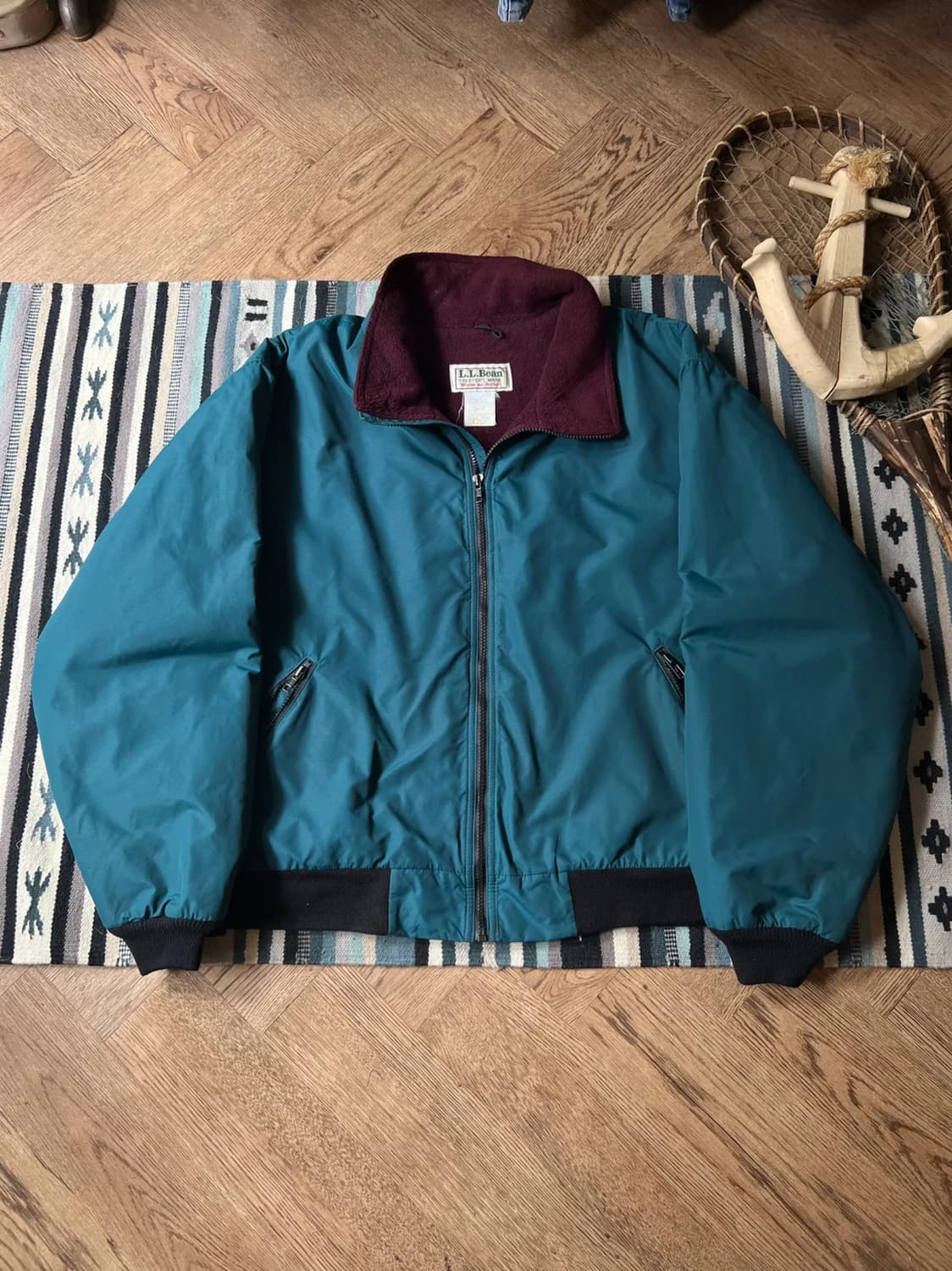 [XL]90's 엘엘빈 USA 헤리티지 플리스 웜업 자켓 상품이미지1