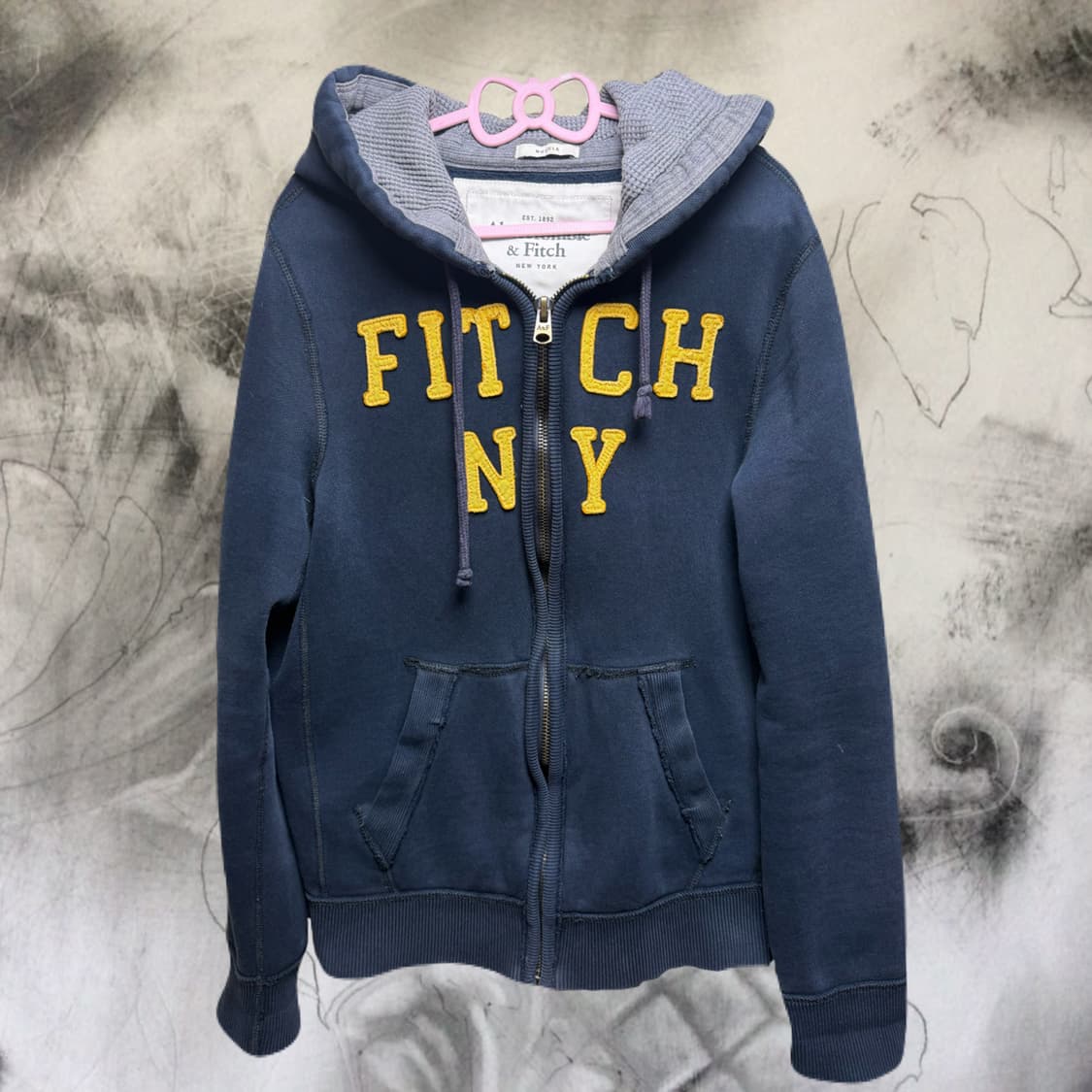 아베크롬비 와플 네이비 노랑 후드집업 상품이미지1