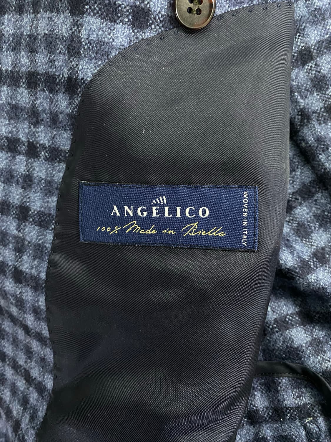 수트서플라이 하바나 브레스트 울 블루 체크 자켓 38R 상품이미지6