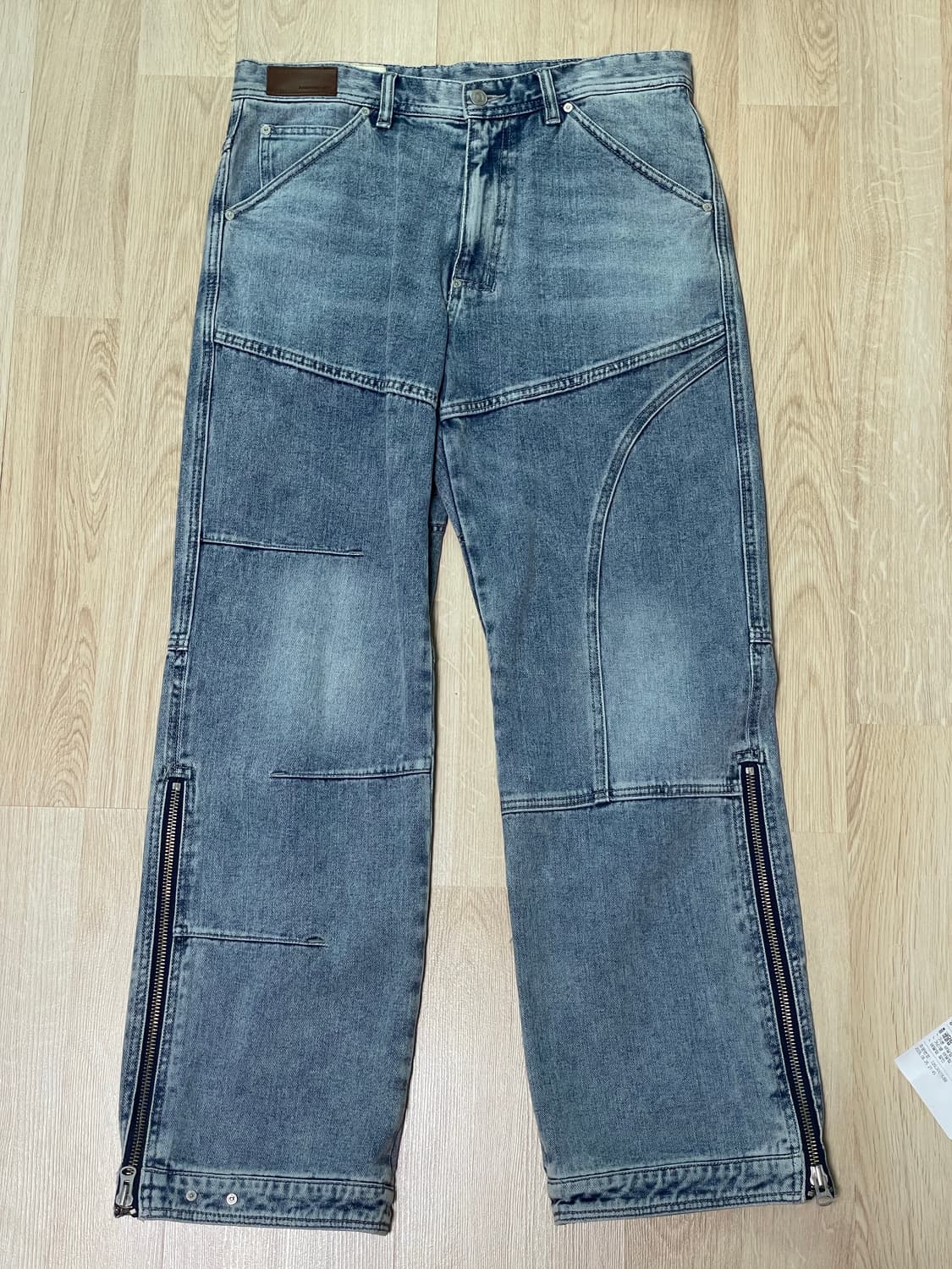 앤더슨벨 워시드 블루 지퍼 와이드 레그 진 33size 상품이미지1
