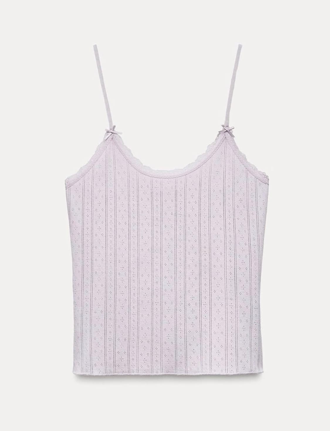 ZARA 자라 레이스 트리밍 포인텔 탑 라벤더, 자라 아일렛 나시 상품이미지4