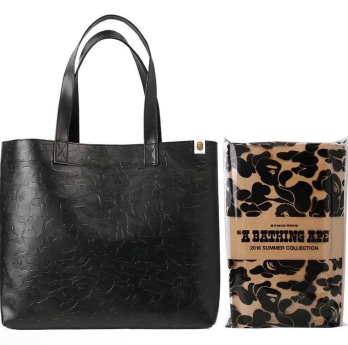 베이프 레더 에코백 잡지부록 가죽 토트백 숄더백 bape 상품이미지3