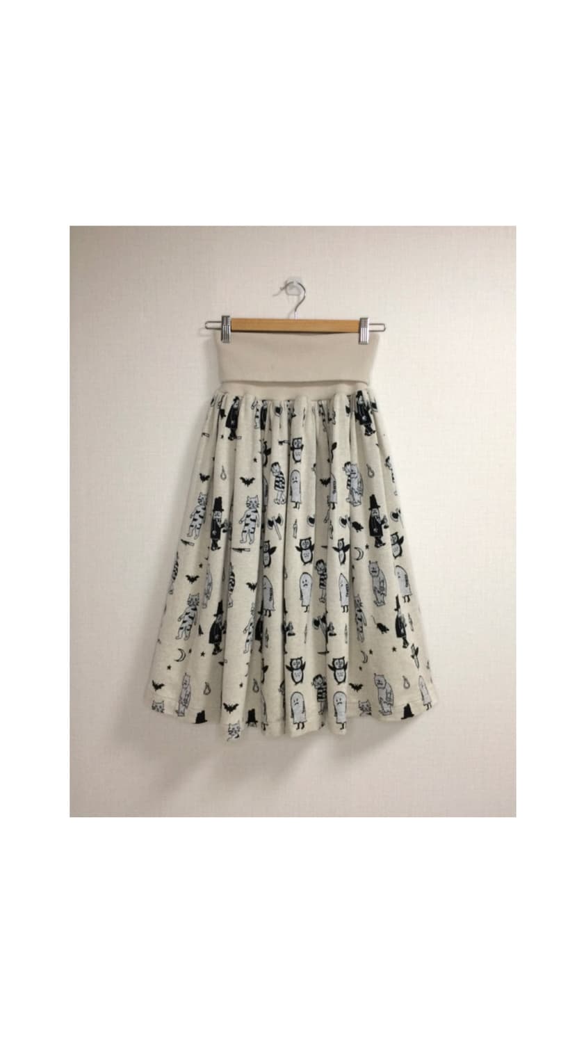 Ne-net 네넷냐 오트밀 프린팅 밴딩 스커트 상품이미지1