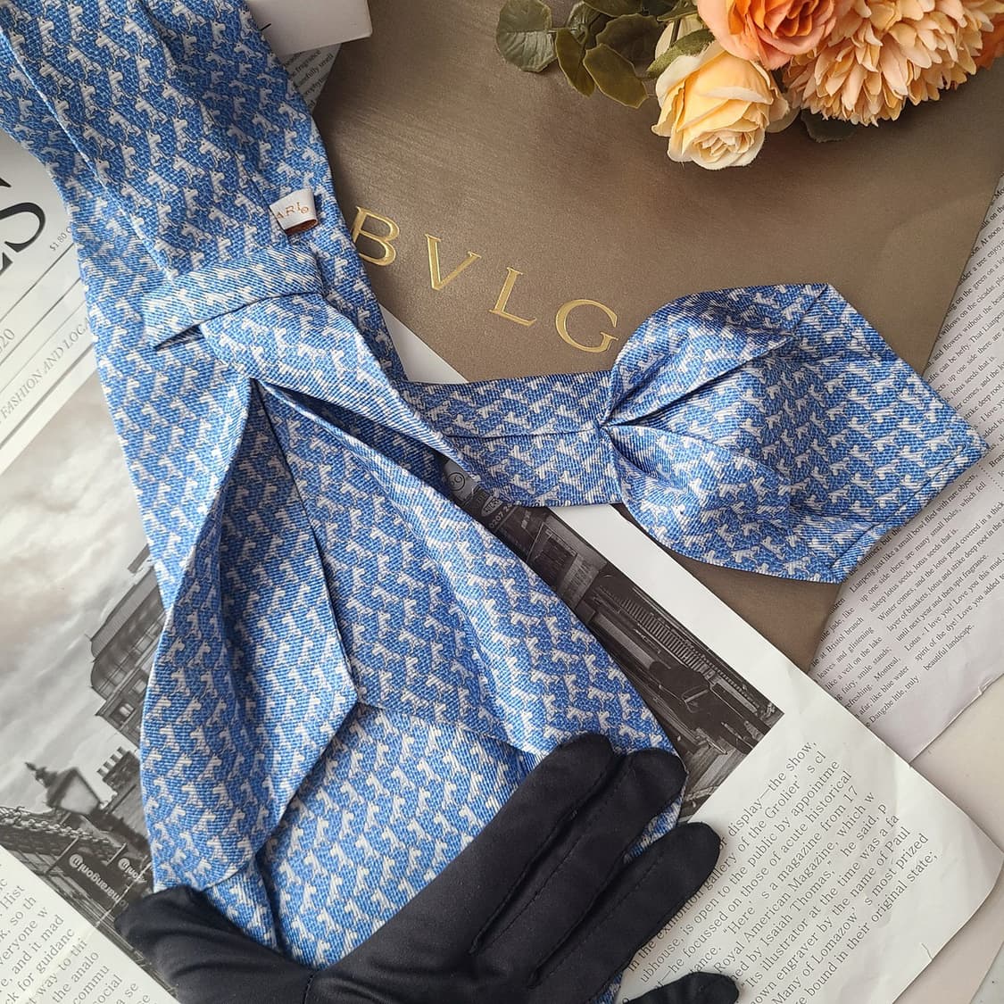 불가리 블루 애니멀 패턴 세븐폴드 넥타이 9.7cm A+~A등급 g5
 상품이미지7