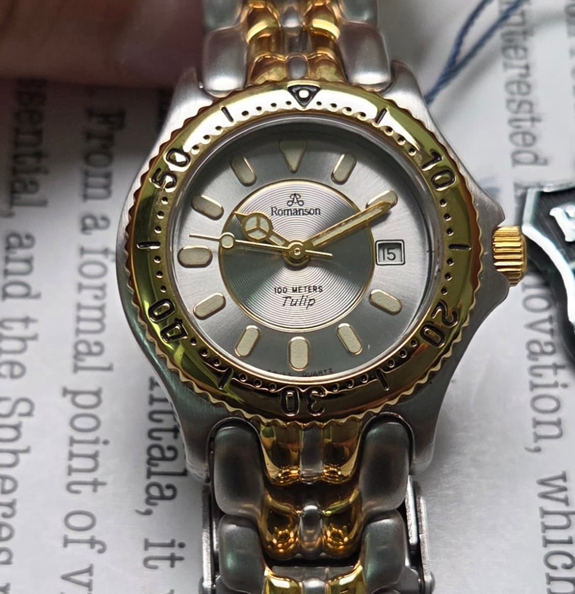 데드스탁] 빈티지 로만손 튤립 그레이판 벤츠핸즈 다이버쿼츠 여성용  상품이미지10