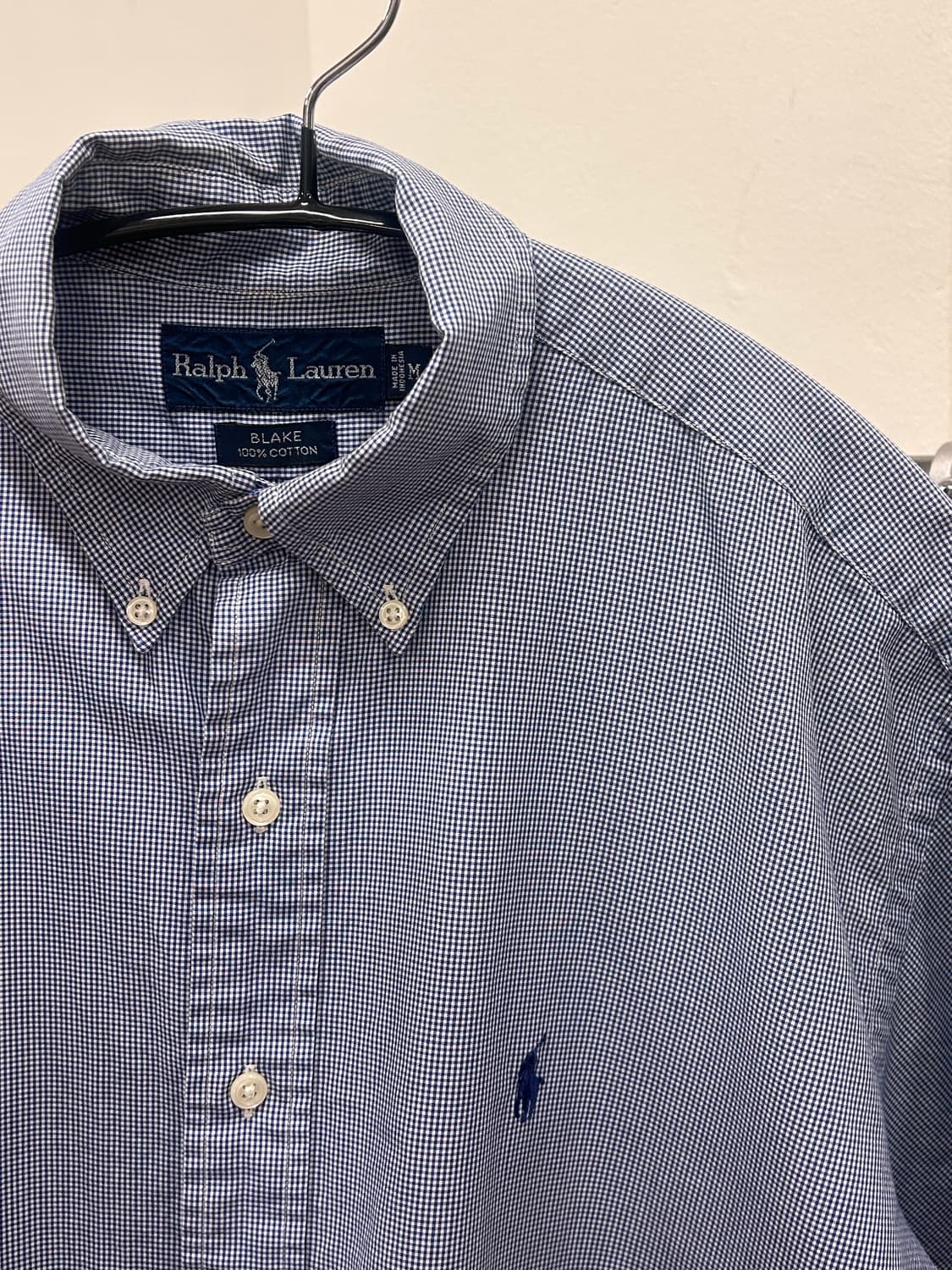 폴로 랄프로렌 네이비 체크 반팔 셔츠 M (실측110) 상품이미지6