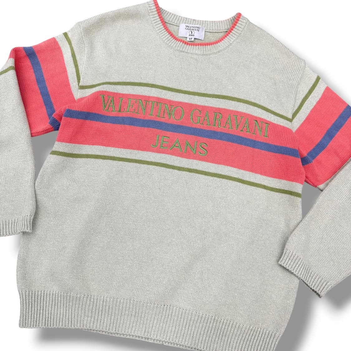 발렌티노 피스타치오 핑크 자수 코튼 라운드 니트 상품이미지3