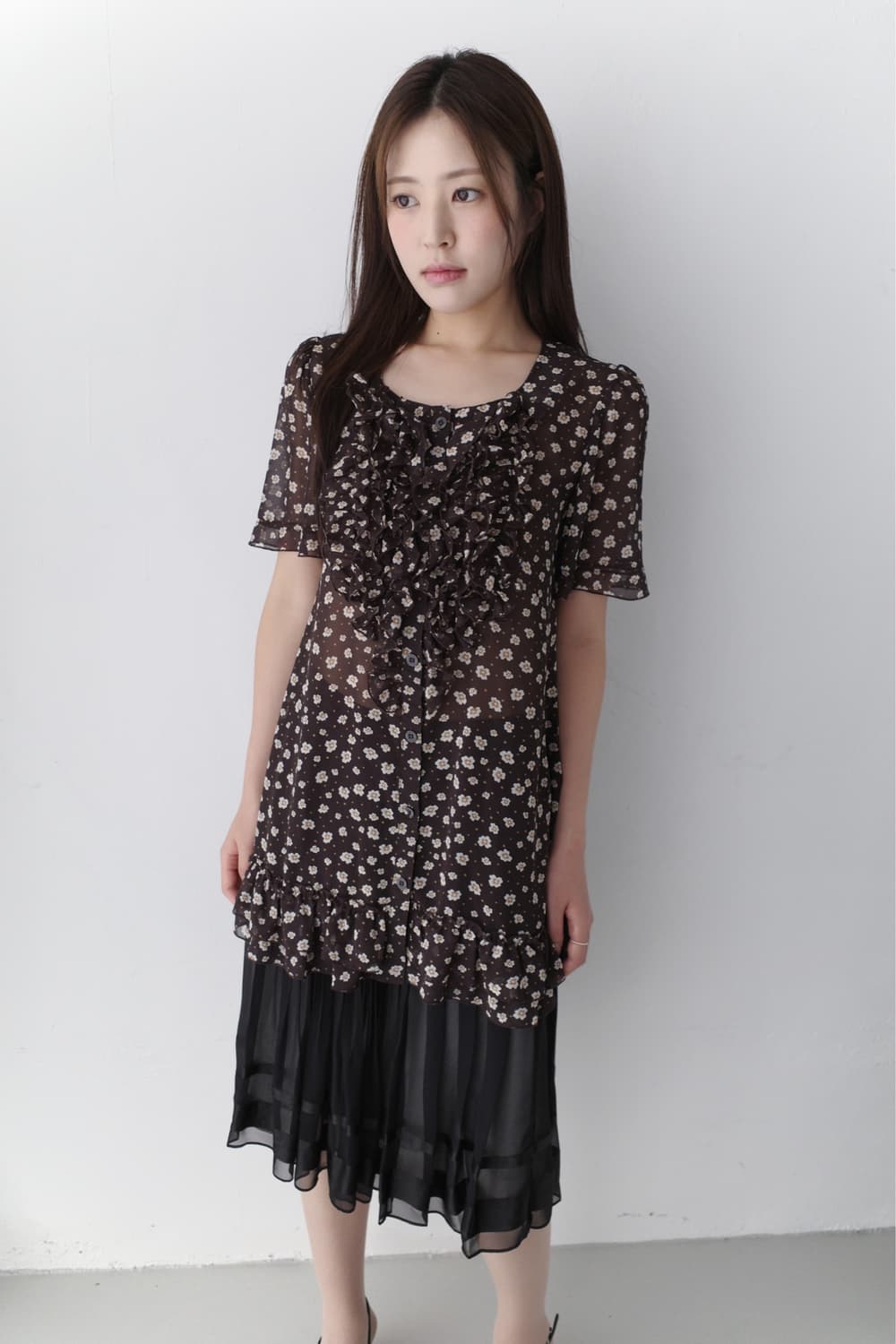 flower frill half blouse 상품이미지7