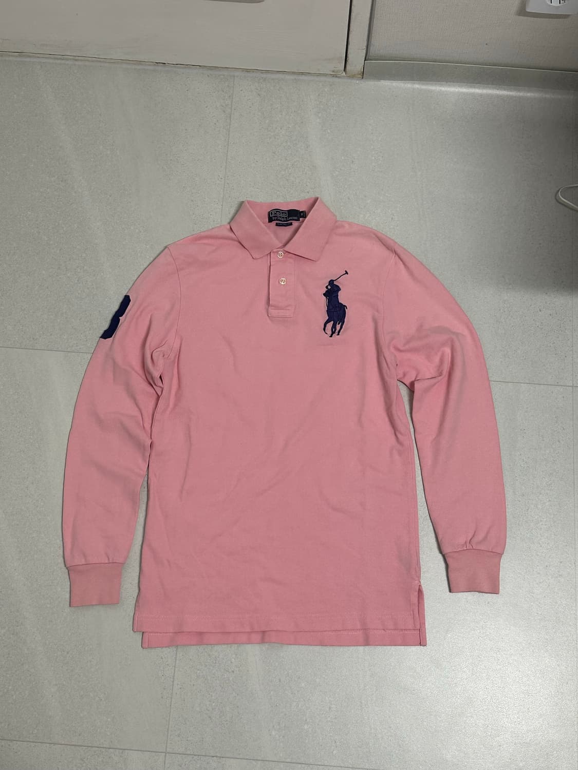 폴로 핑크색 빅포니 긴팔 카라티 상품이미지1