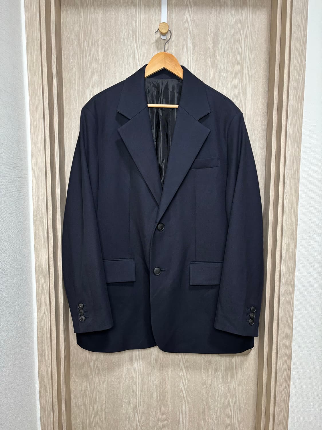 새상품)솔리드옴므 오버사이즈드 울 블레이저 자켓48/네이비 상품이미지1