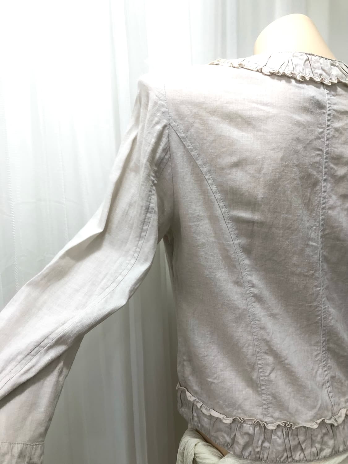 pink beige linen lace zip-up 상품이미지5