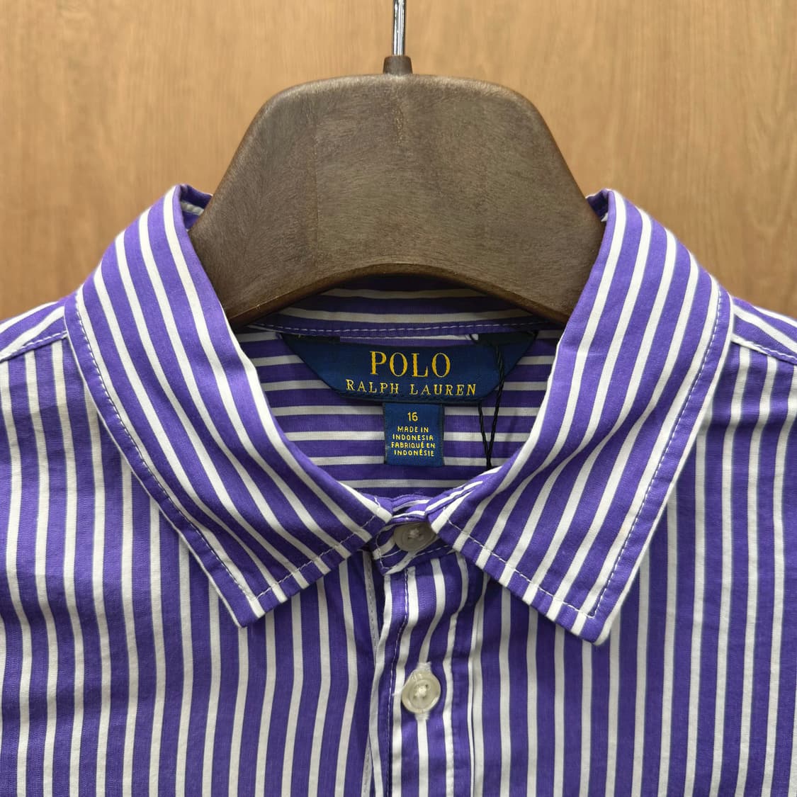 폴로 랄프로렌 셔츠 원피스 스트라이프 패턴 로고 자수 스트랩 디테일 퍼플 상품이미지6