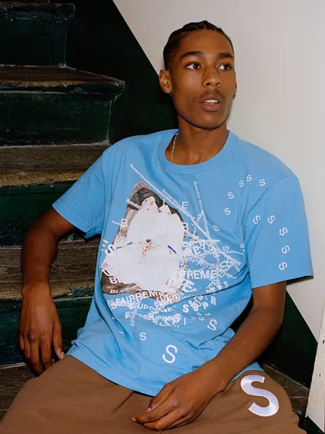 SUPREME X BLESS 슈프림 블레스 협업 티셔츠 블루 (라지) 상품이미지1