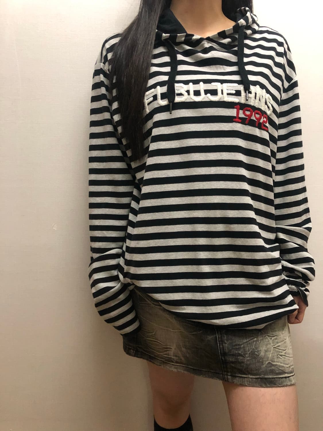 빈티지 푸부 스트라이프 그레이 후디 상품이미지7