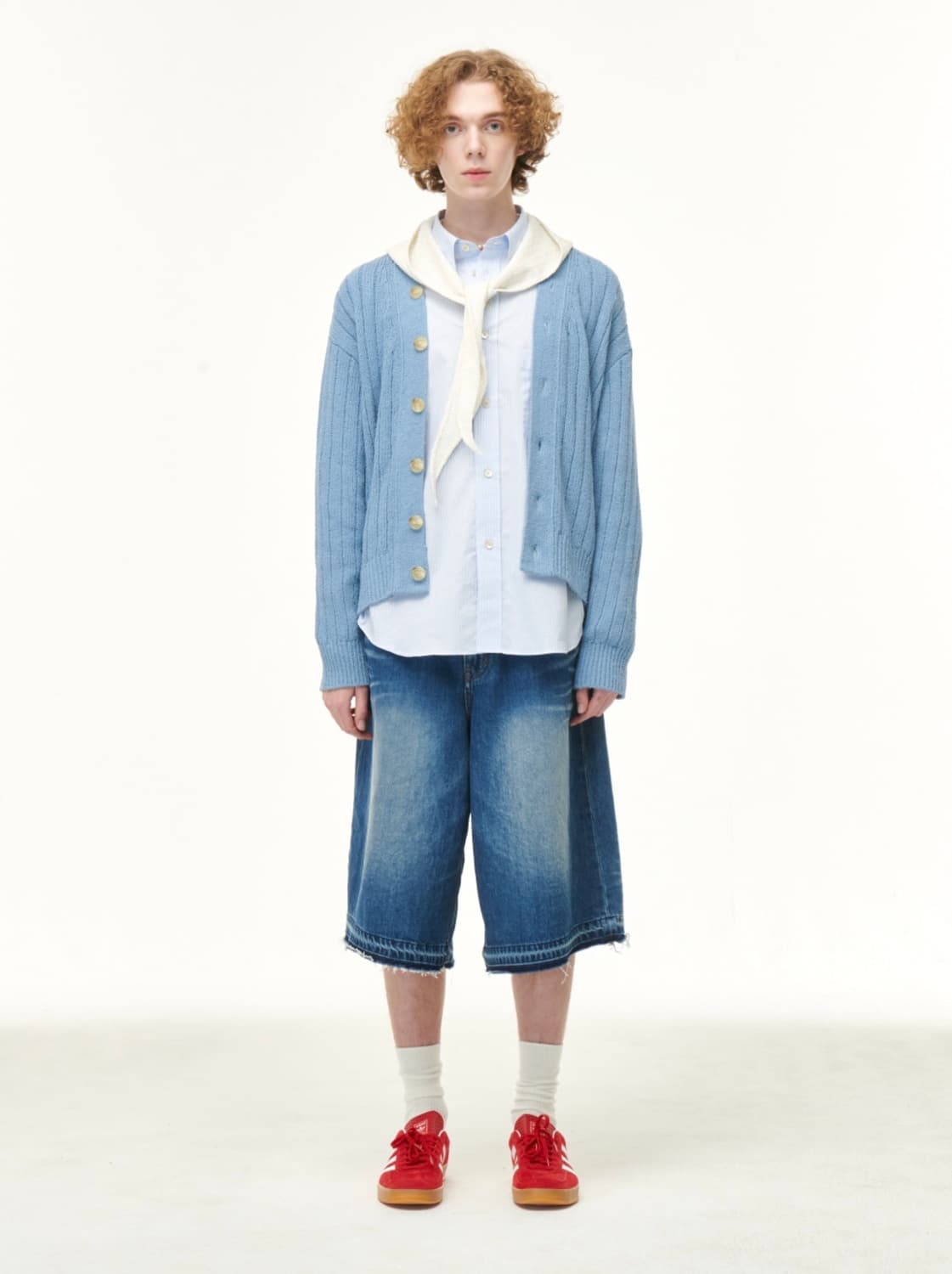 세터 파로 오버사이즈 부클 가디건 에메랄드 블루 L   상품이미지6