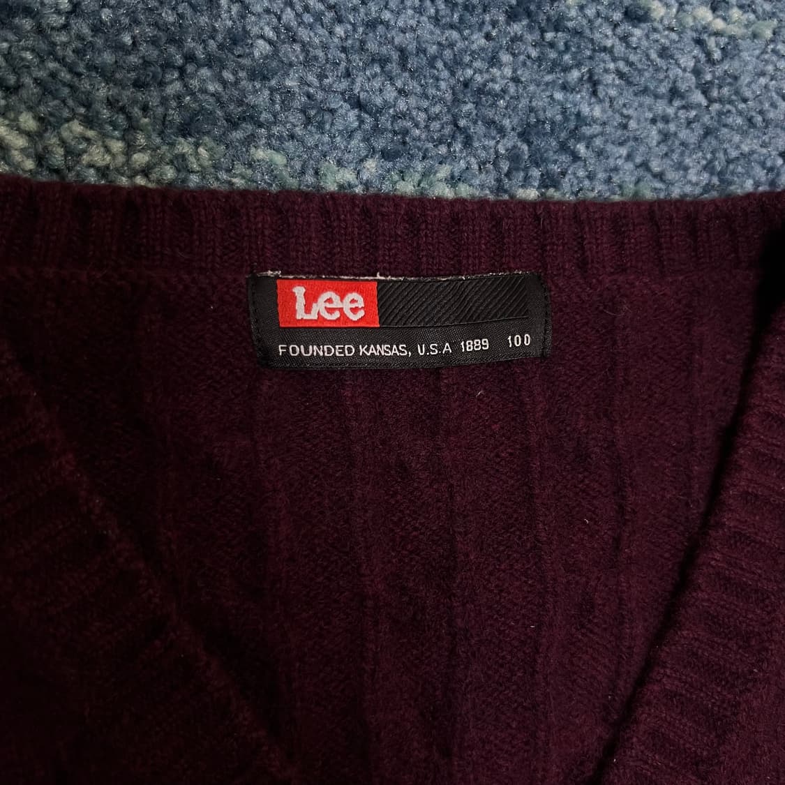 LEE 꽈베기 니트 조끼 버건디 바이올렛 남(L) 상품이미지3