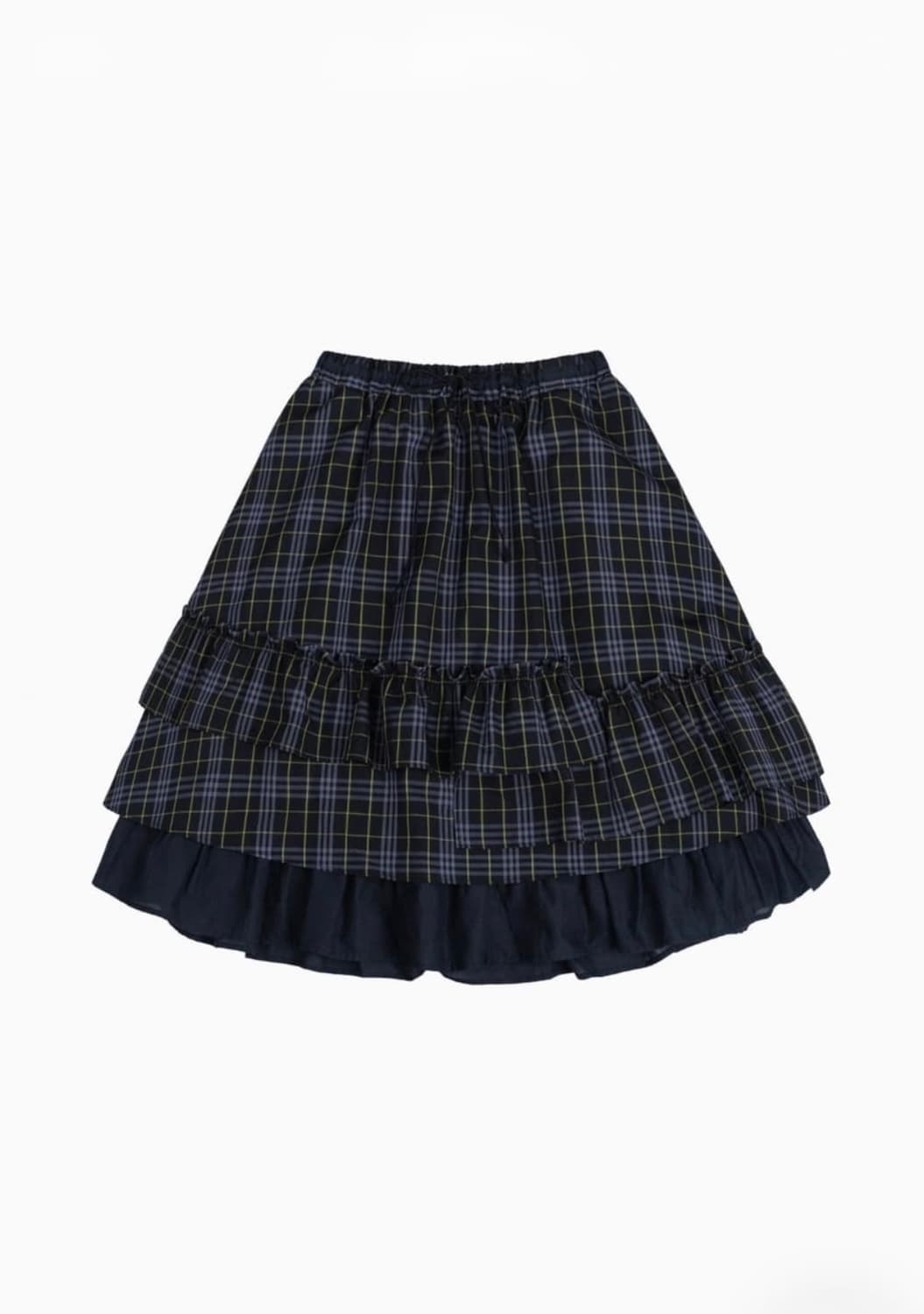 오헤시오 체크 프릴 미디 스커트 네이비 상품이미지1