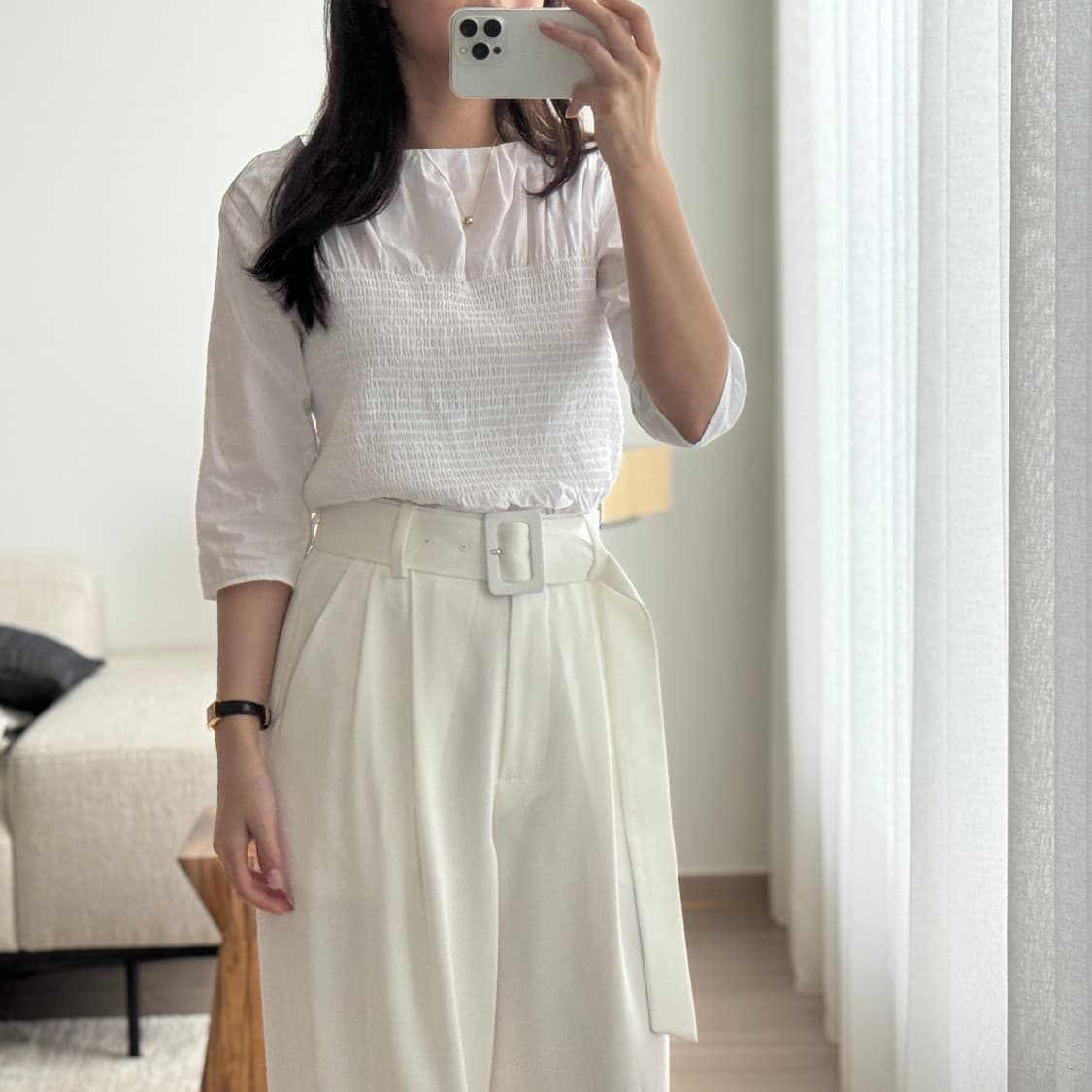 <실착 1회🖤> 일본 디자이너 브랜드 SEEALL 게더 코튼 블라우스 상품이미지9