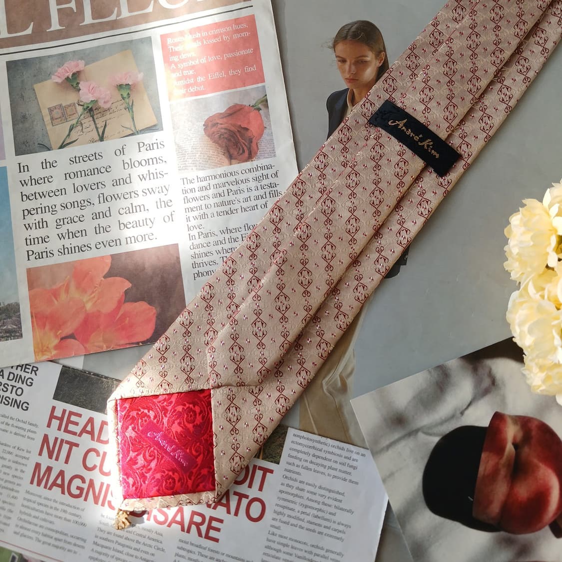 앙드레김 실크 라이트브라운 패턴 넥타이 8.5cm A+등급 A190458 상품이미지6