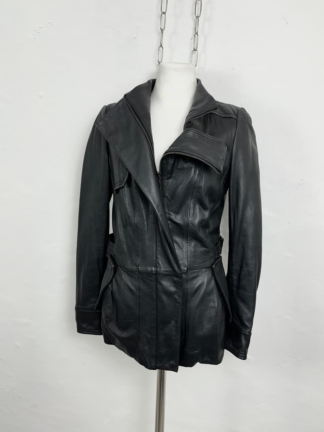 Italian Lambskin Gimmick Zip Leather Jac 상품이미지1