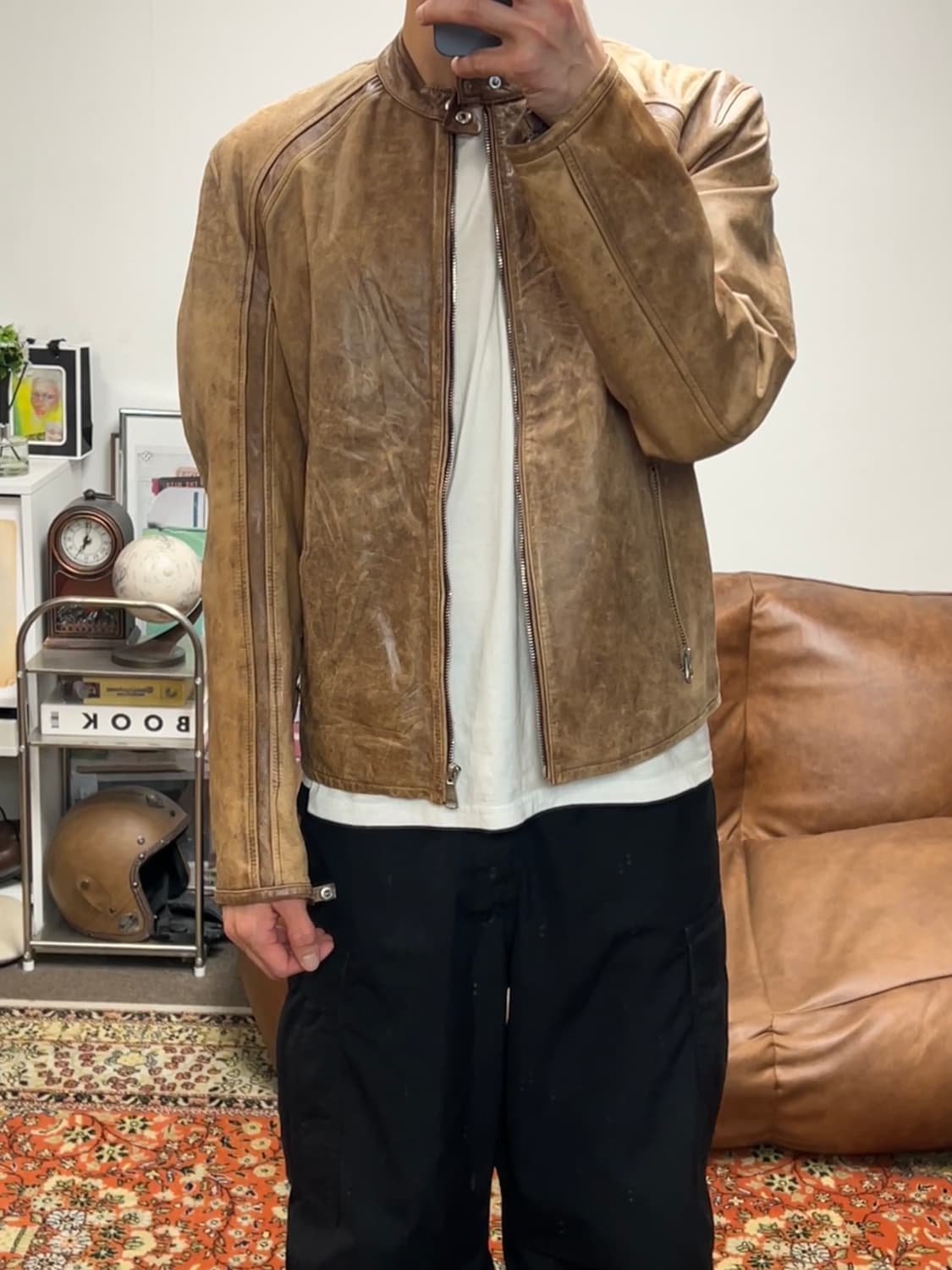 [L] Triple Five 빈티지 리얼레더 싱글 라이더 자켓 상품이미지2