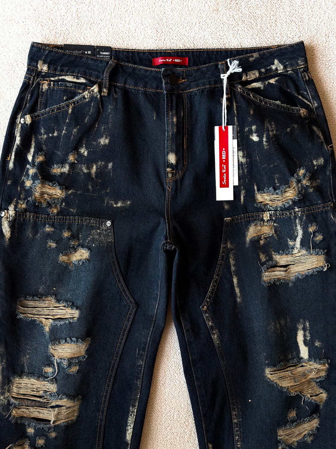 [데드스탁] 스모크라이즈 디스트로이드 글리터 더블니 카펜터 팬츠 상품이미지4