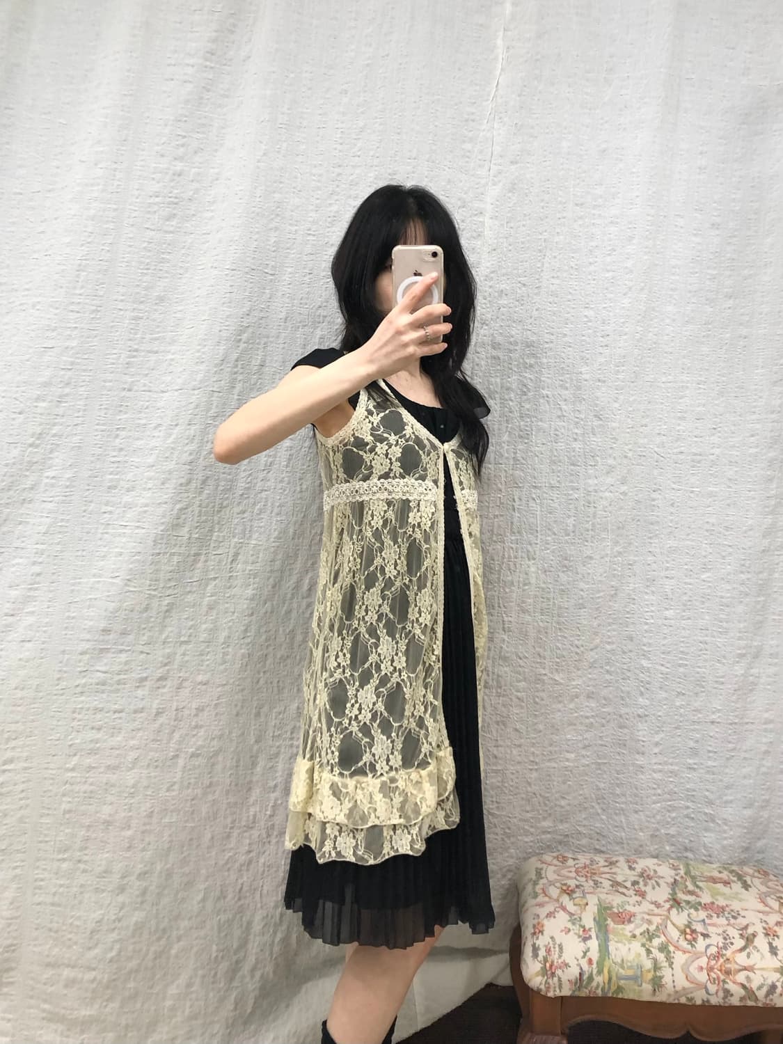 yellow lace vest 상품이미지5