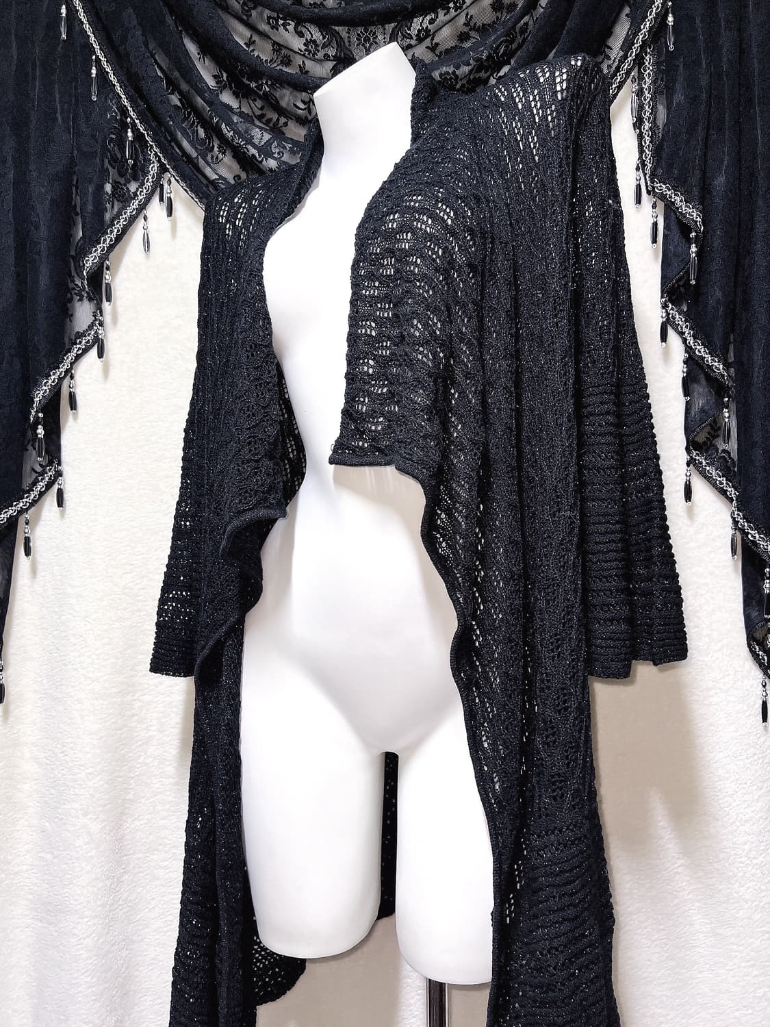 로맨틱고딕 고스펑크 오리엔탈 블랙 니트 롱가디건 페어리그런지 핀터 빈티지 상품이미지3