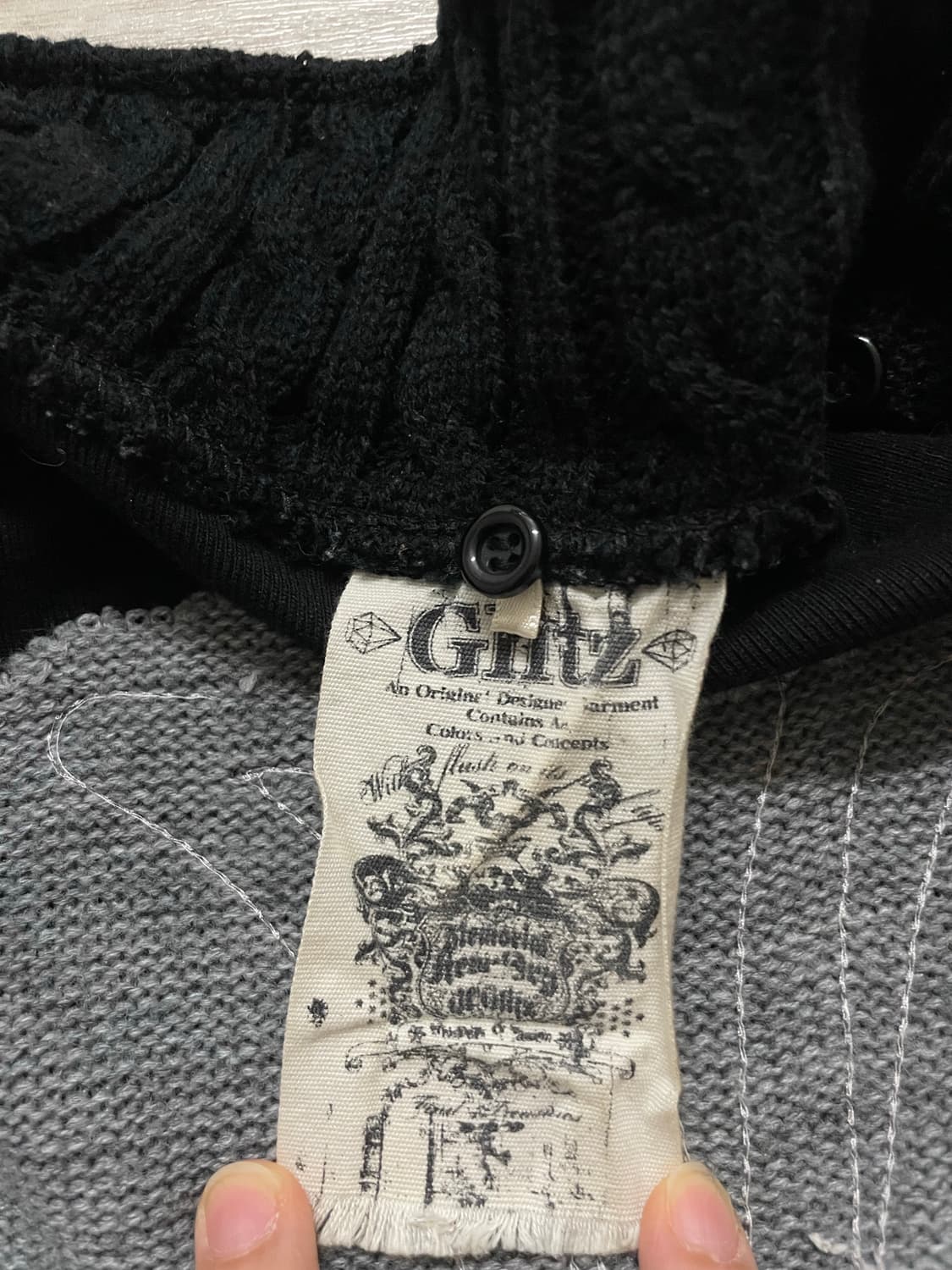 Vkei 00s Glitz 글리츠고스크로스십자가하이넥크롬깔투웨이니트집업 상품이미지5