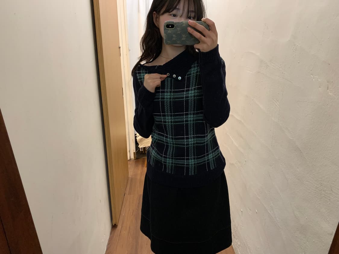 아쿠아스큐텀 체크 니트 상품이미지6