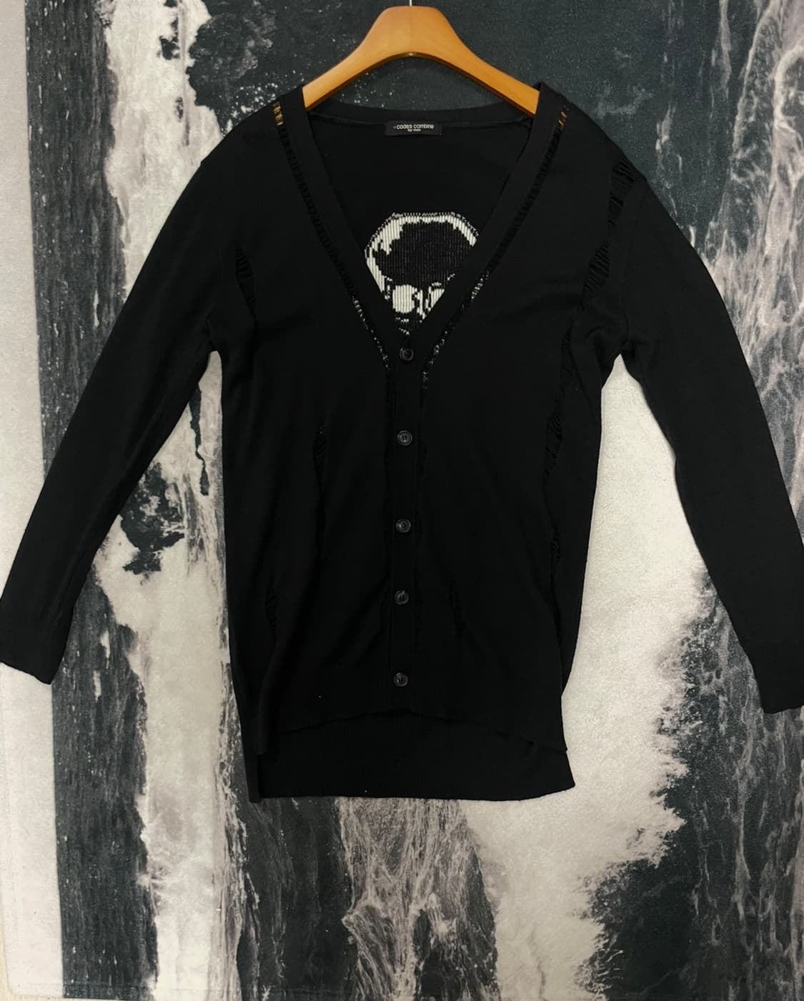 코데즈 컴바인 스컬 데미지 니트 가디건 상품이미지1