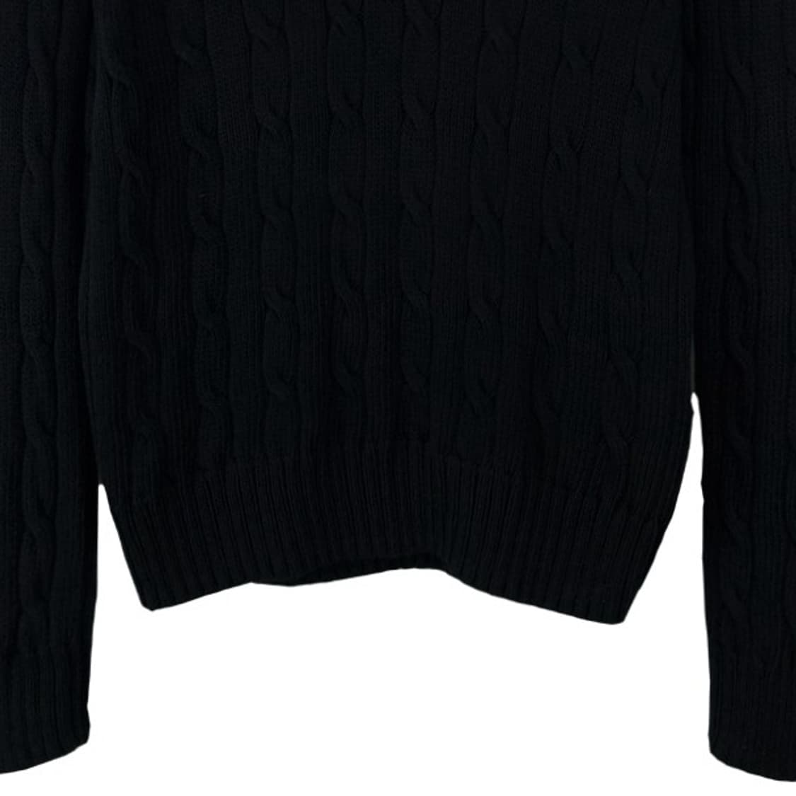 [폴로 랄프로렌] 포니 로고 자수 브이넥 케이블 니트 블랙 M19692 상품이미지5