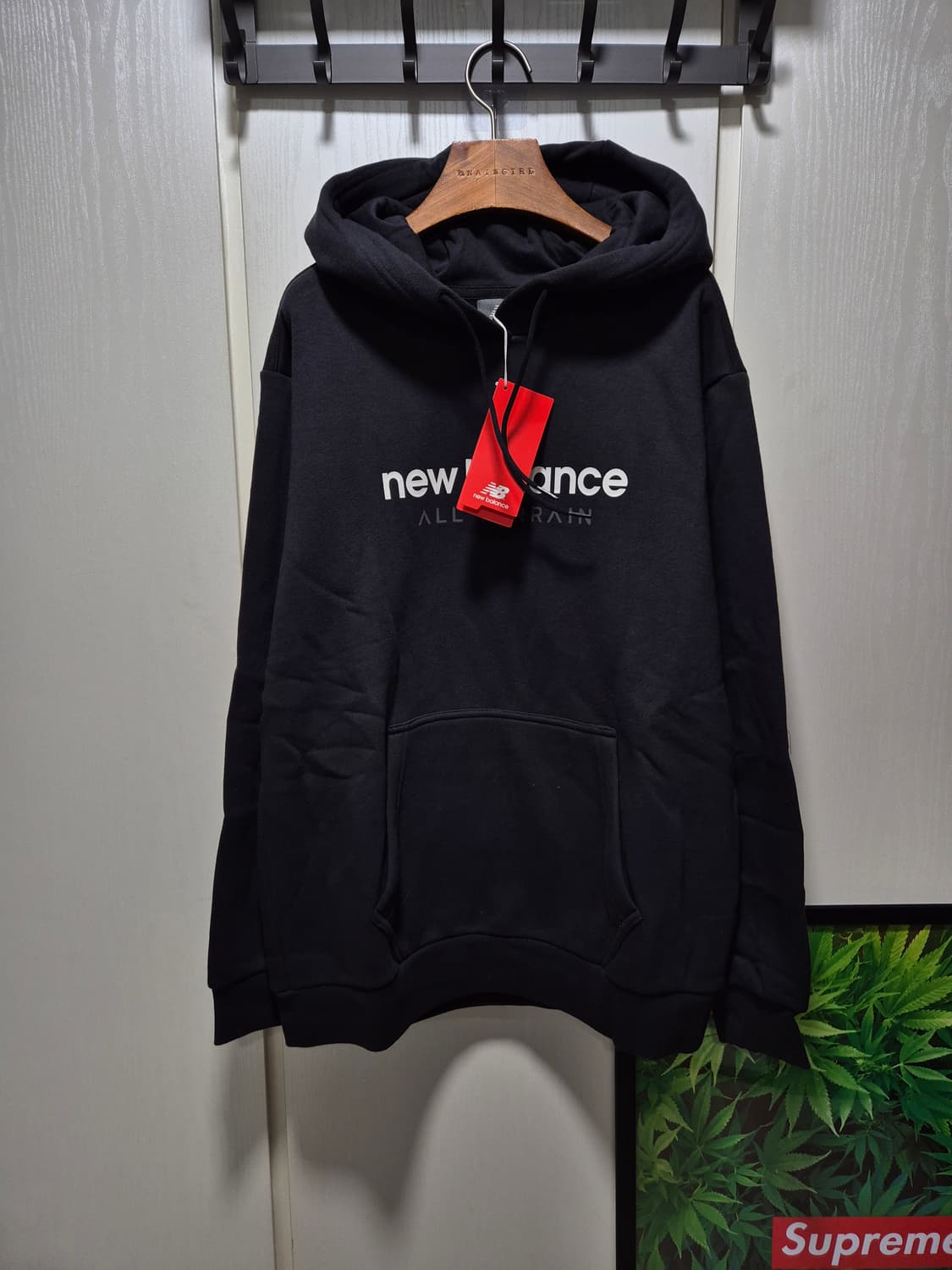 (세일)(새상품)뉴발란스 올 터레인 기모 후드티 블랙 상품이미지1