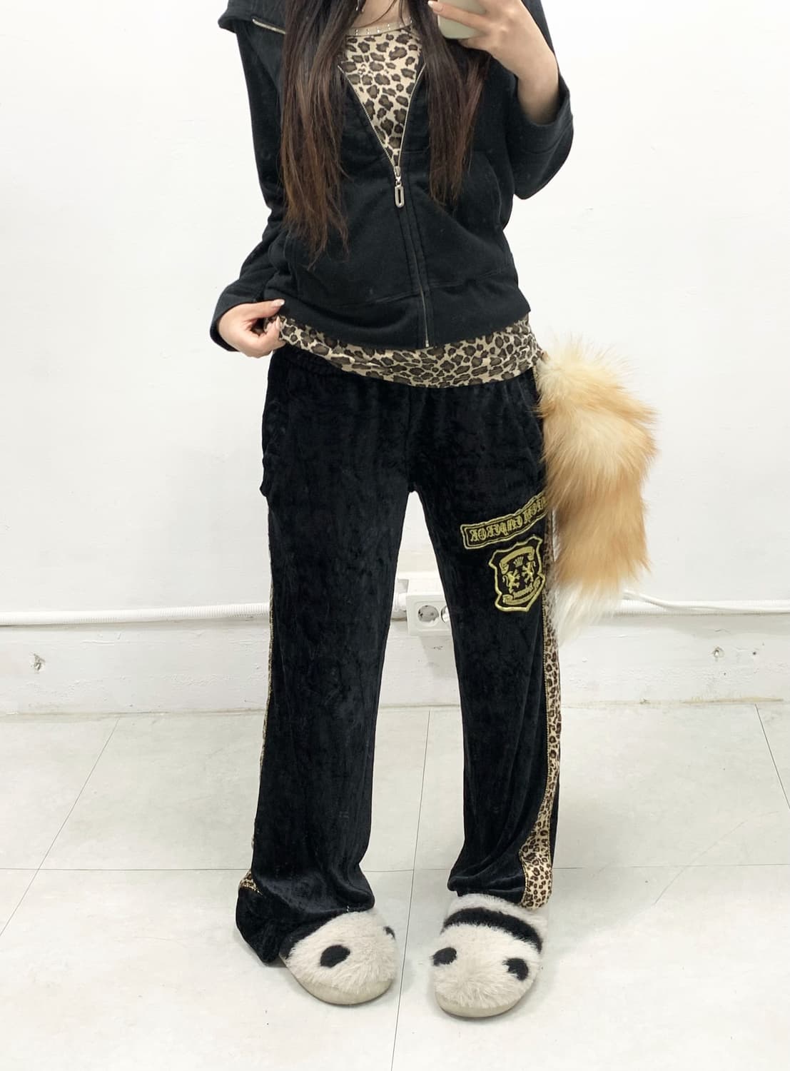 [RED COMET] 갸루 레오파드 호피 벨벳 팬츠 상품이미지3