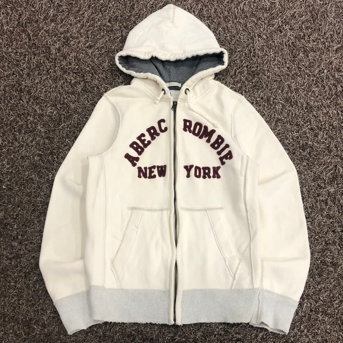아베크롬비 화이트 로고 기모 후드집업 상품이미지1