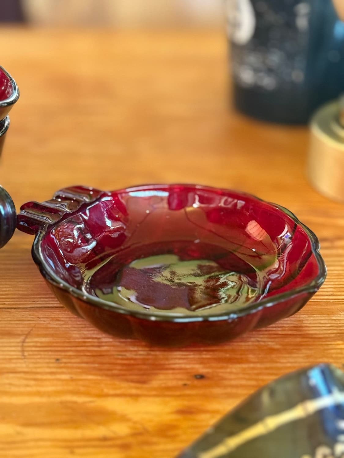 프랑스 빈티지 루비레드 글라스 스몰 트레이 상품이미지1