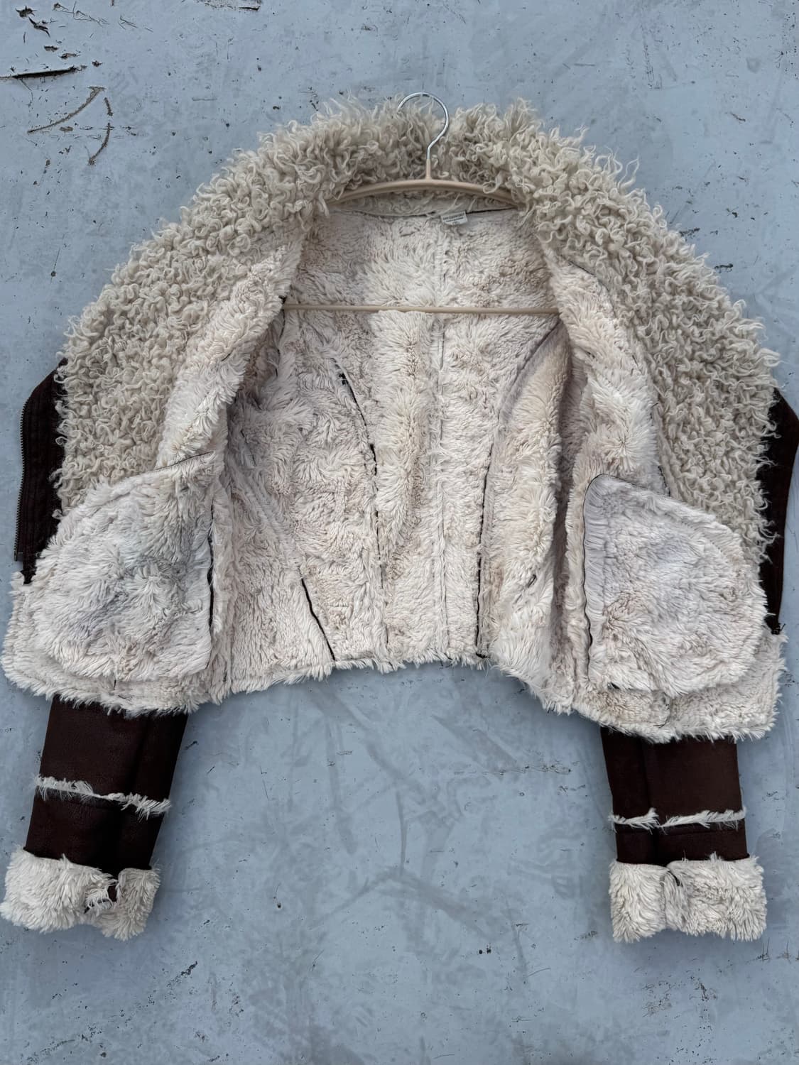 Vintage 절개 레더 퍼 무스탕 상품이미지4