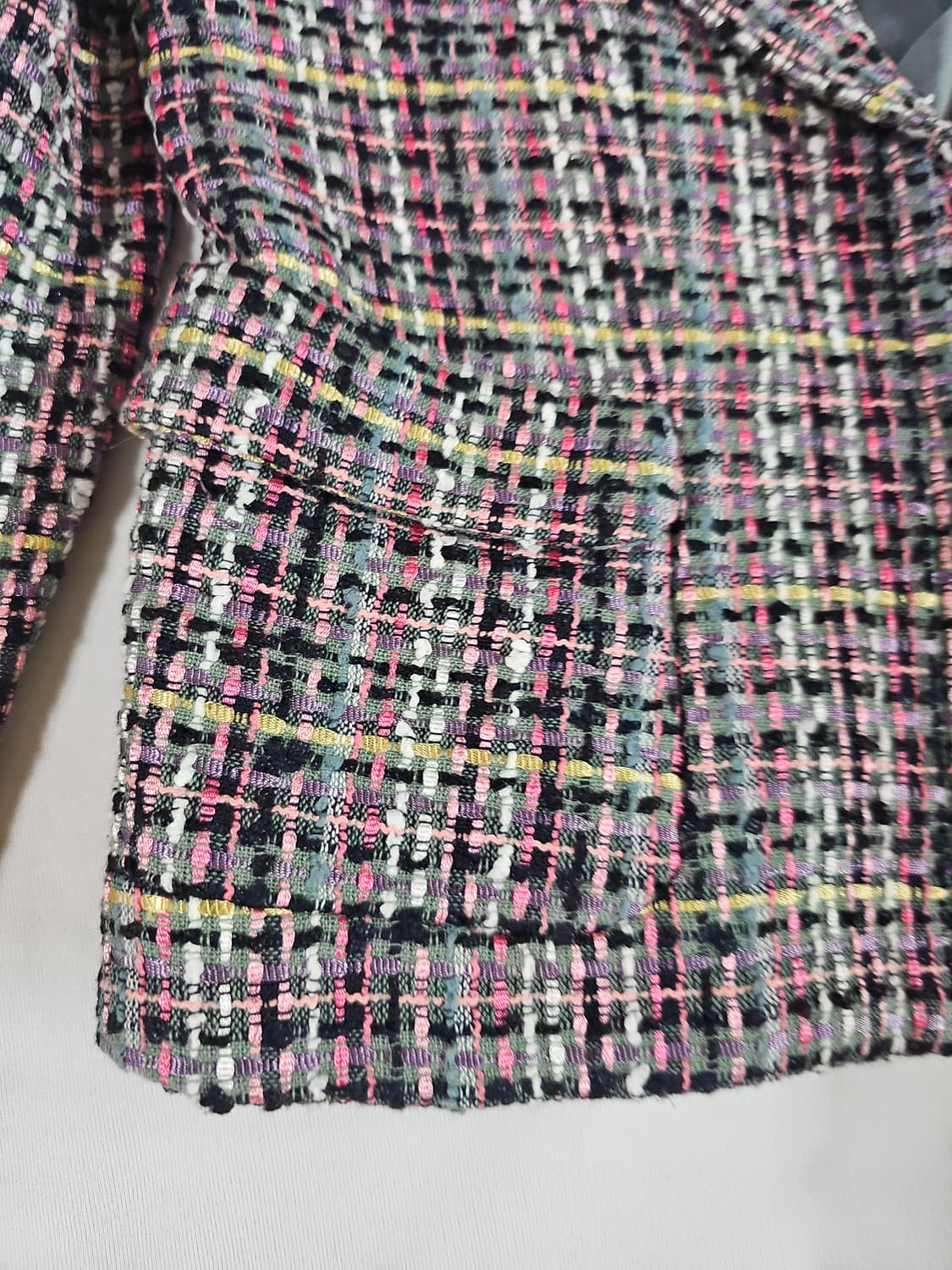 [4] (japan) DKNY 빈티지 7부 소매 트위드 자켓 상품이미지3