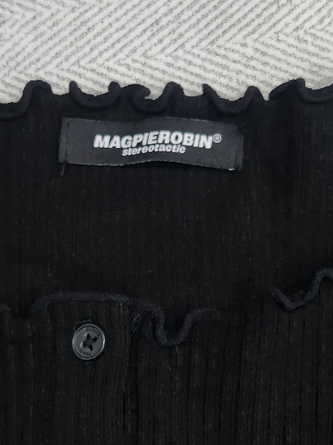 [F] 맥파니로빈 반팔 가디건 민소매 세트 블랙 얇은 골지 니트 상품이미지6