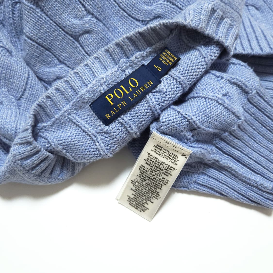 폴로 랄프로렌 케이블 꽈배기 니트 스웨터 블루헤더 상품이미지6