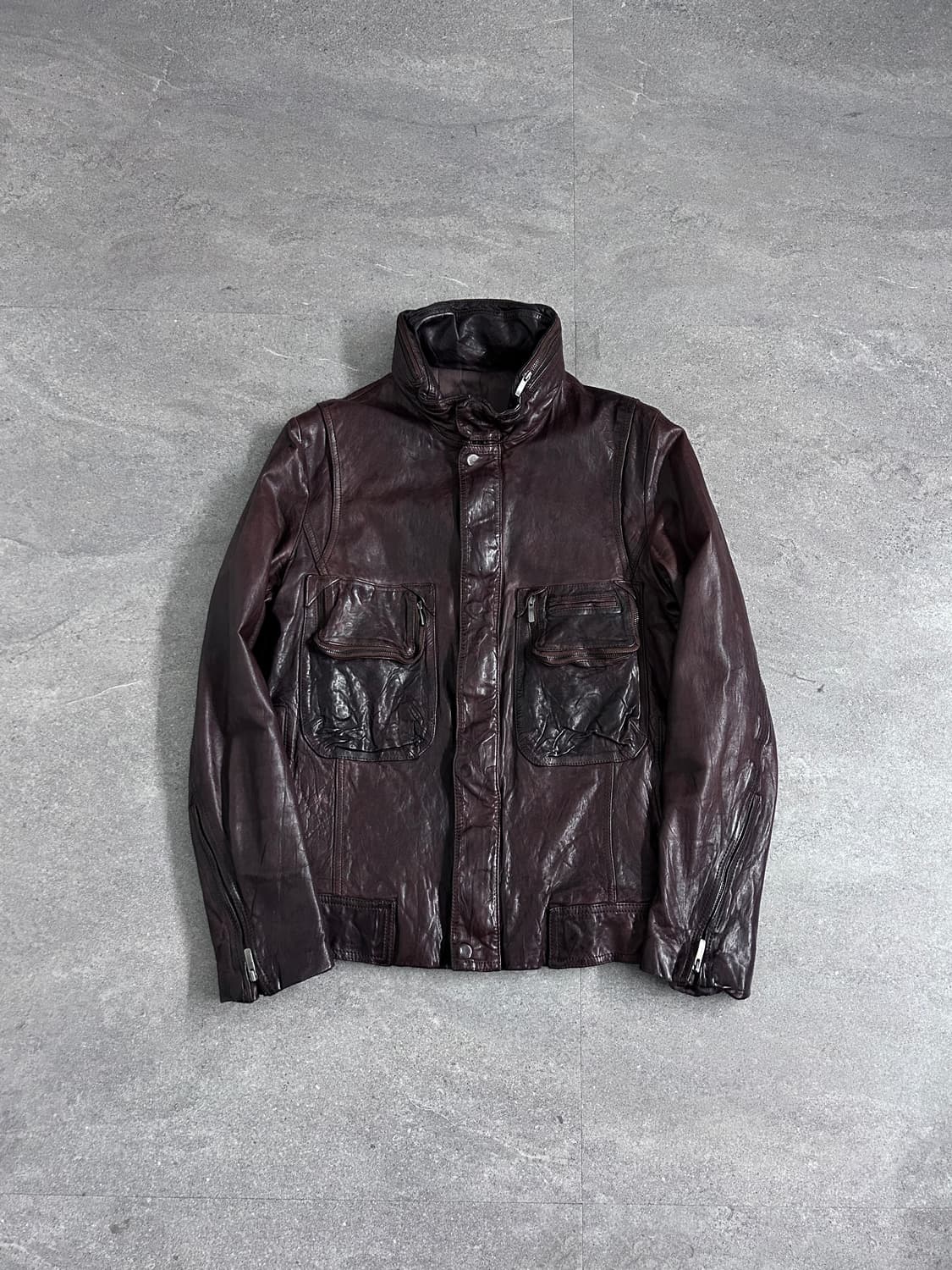 솔리드 옴므 3D 포켓 히든 후디 레더 자켓 상품이미지1