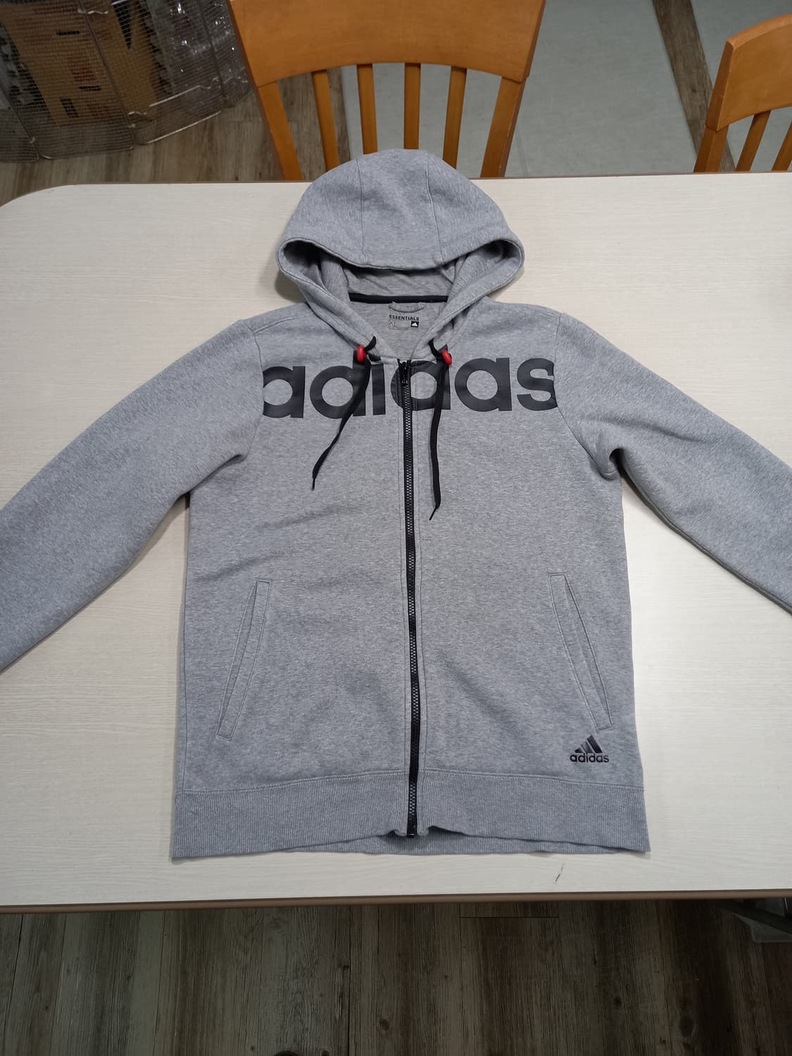 XL105 adidas ESSENTIALS 기모 후드집업 그레이 XL-4 상품이미지1