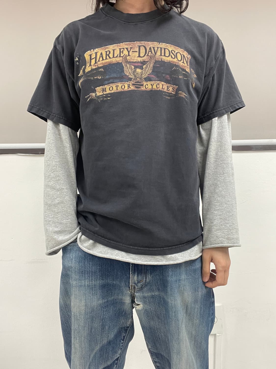 [L] 00s made USA 할리데이비슨 숏 슬리브 반팔 티셔츠 상품이미지8
