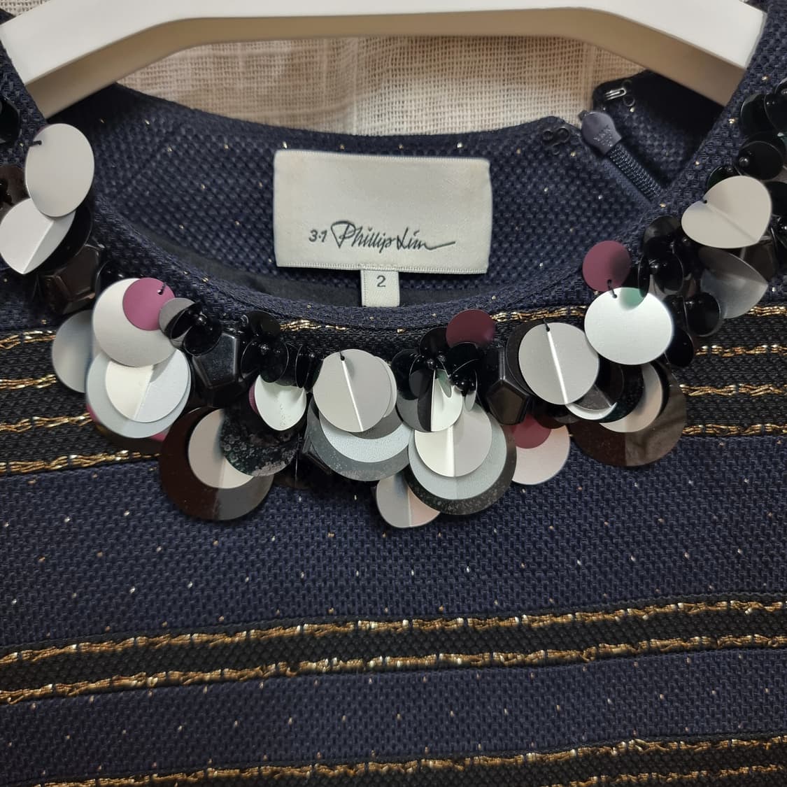 3.1 필립림 니트 블라우스 금사 스팽글 프린지 니트티 (55) 상태최상 상품이미지8