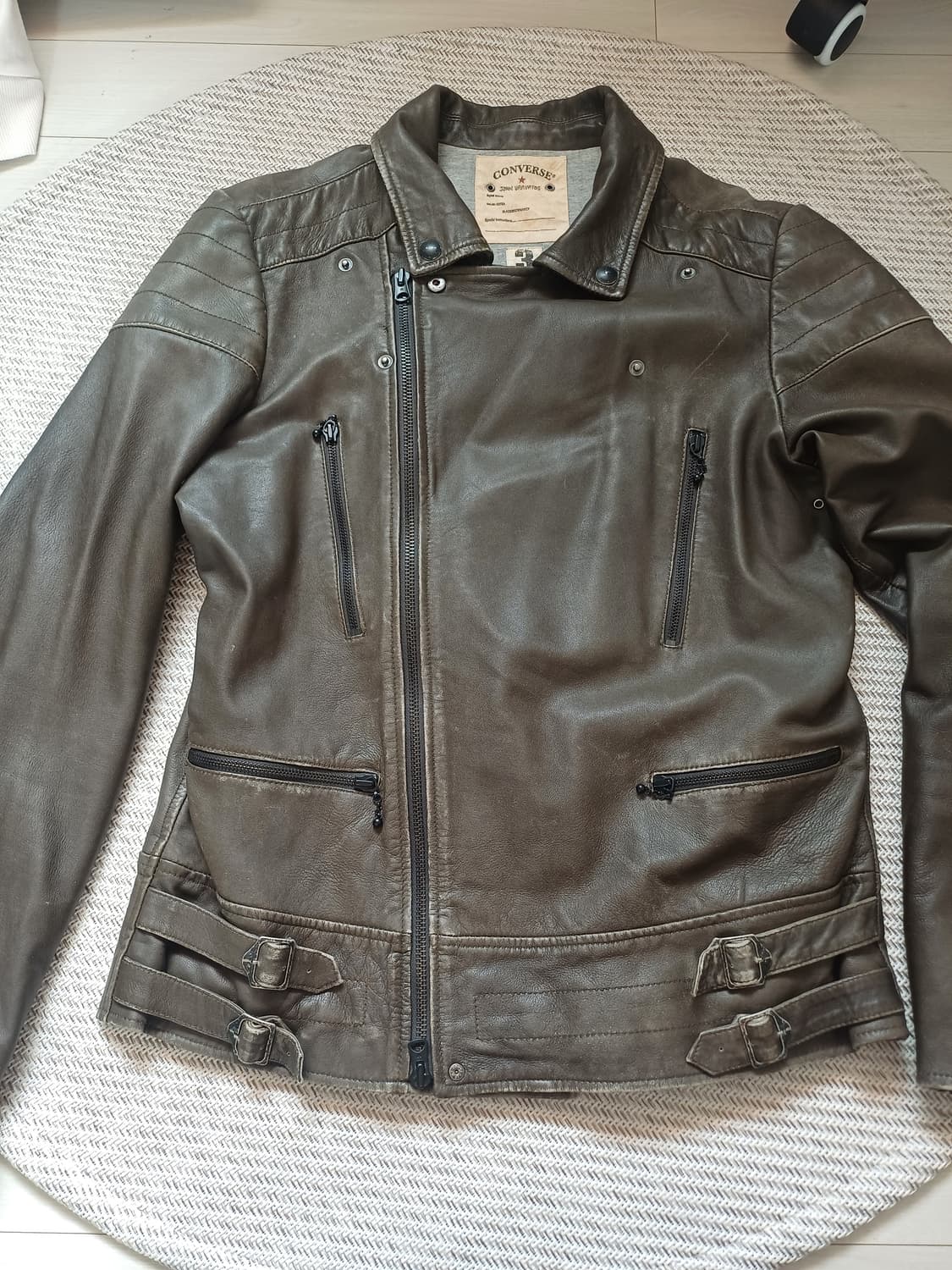 [희귀/L] 컨버스 x 존 바바토스 아카이브 빈티지 양가죽 라이더 자켓 상품이미지3
