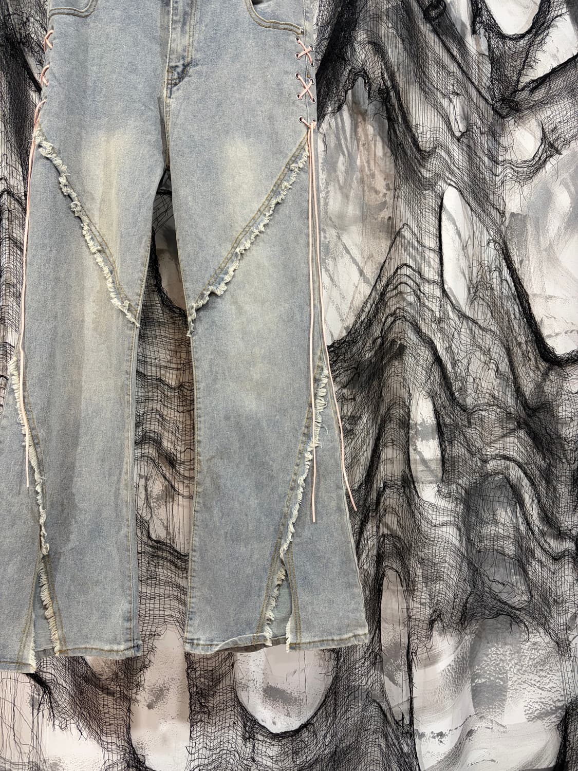 Y2K eyelet boots cut denim pants 상품이미지6